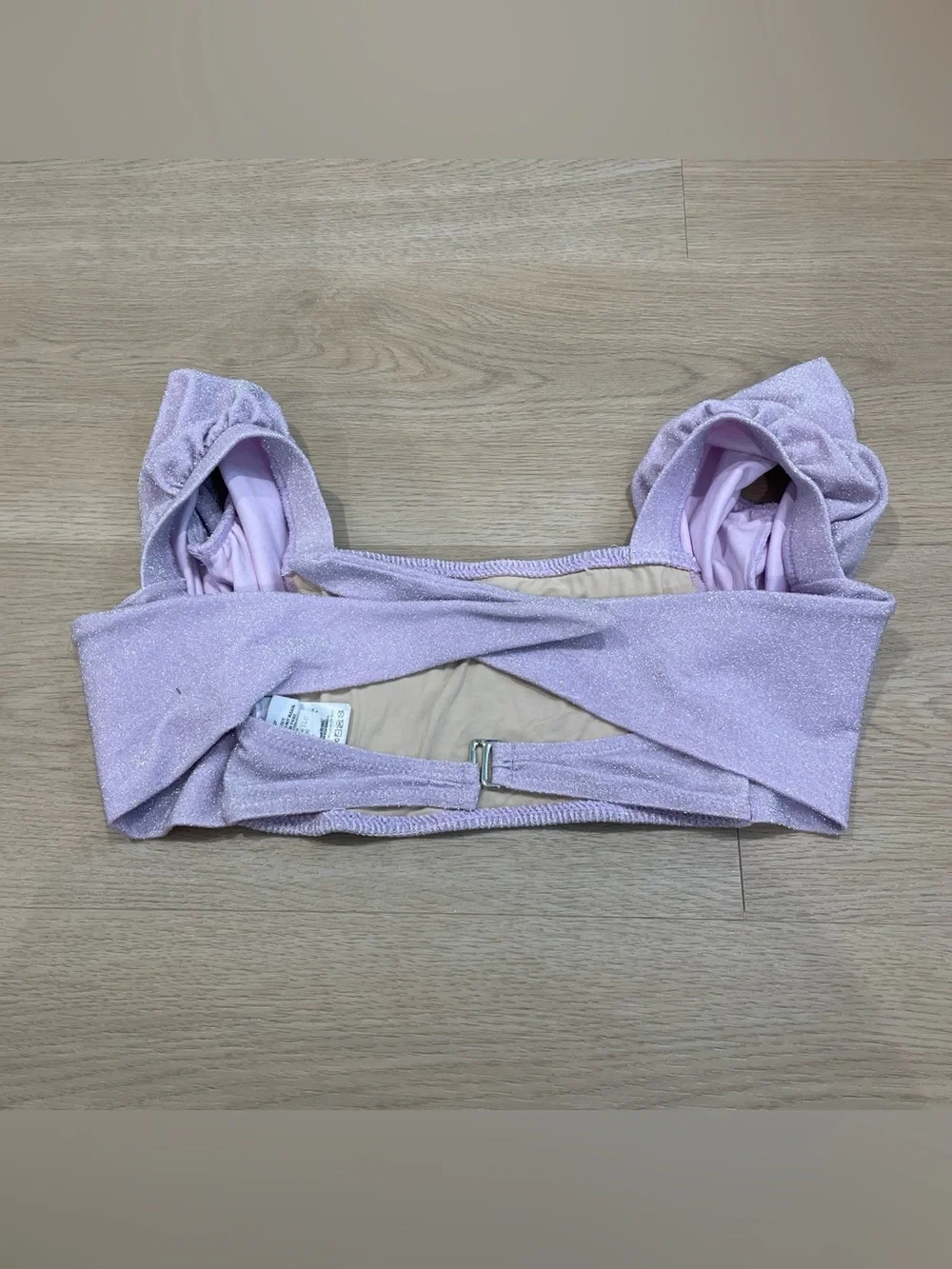 Girls' Shimmery Lilac Two-Piece Swim Set with Puff Sleeves